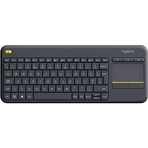 Logitech K400 Plus Kabellose Touch-TV-Tastatur mit integriertem Touchpad, Englishes QWERTY-Layout Schwarz