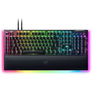 Razer BlackWidow V4 Pro (Green Switch) Mechanische Gaming-Tastatur (Klickende Mechanische Switches, Befehlsrad und 8 Makro-Tasten, Multifunktionsrolle, Handballenauflage) QWERTZ DE-Layout   Schwarz