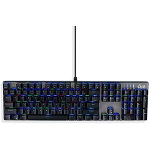 MediaRange Gaming Series kabelgebundene mechanische Gaming-Tastatur mit 104 Tasten und 14 Farbmodi, QWERTZ (DE/at/CH), schwarz/Silber, MRGS101