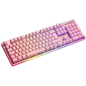 Deltaco PK75 – Gaming Tastatur (RGB Beleuchtung, 100%, 105 Tasten, Deutsches Layout QWERTZ) – Pink/Rosa