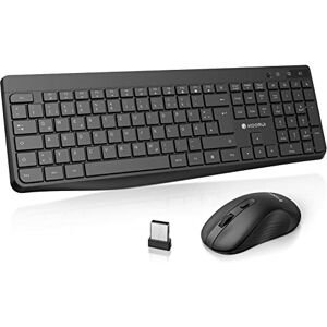 KOORUI Tastatur und Maus Kabellos, Leise Maus Tastatur Set Deutsches Layout QWERTZ mit 12 Funktionstasten 2.4 GHz Tastatur Maus Set für Windows,MacOS,Linux-Schwarz (Batterie Nicht Enthalten)