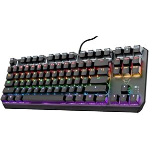 Trust GXT 834 Callaz TKL Mechanische Tastatur, US/NL QWERTY Layout, Outemu-Schalter, Mehrfarbige LED-Beleuchtung, 12 Media-Tasten, USB Gaming Tastatur 80 Prozent für PC, Laptop, Mac