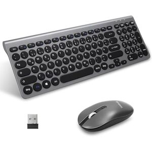 LeadsaiL , kabelloses Tastatur-Maus-Set, ergonomische Maus und Tastatur, kabellose PC-Tastatur und Maus, deutsches QWERTZ-Layout, leise Tastatur- und Maustasten, MacOS PC, Laptop, Grau