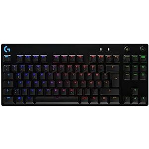 Logitech G PRO TKL mechanische Gaming-Tastatur, GX Blue Clicky Switches, LIGHTSYNC RGB, Design ohne Nummernblock für Esport Gaming, Abnehmbares Mikro-USB-Kabel, Deutsches QWERTZ-Layout Schwarz