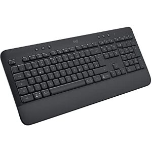 Logitech Signature K650 Comfort kabellose Tastatur mit Handballenauflage, BLE Bluetooth/Logi Bolt USB-Empfänger, Soft-Touch-Tastatur, Numpad, PC/Windows/Mac, Deutsches QWERTZ Grau