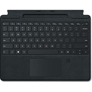 Microsoft Surface Pro 8/X Cover Alcantara mit Aufbewahrungsfach für Slim Pen (separat erhältlich) und Fingerabdruck, Schwarz, QWERTY