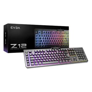 EVGA Z12 RGB Gaming Keyboard, RGB Backlit LED, 5 Programmable Macro Keys, Dedicated Media Keys, Water Resistant, 834-W0-12DE-K2, Light Grey