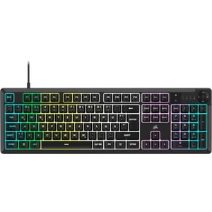 Corsair K55 CORE RGB Membran Kabelgebundene Gaming-Tastatur – Leise, Reaktionsschnelle Schalter – Spritzwasserschutz – Zehn-Zonen-RGB – Medientasten – iCUE-Kompatibel – QWERTZ DE – PC, Mac – Schwarz