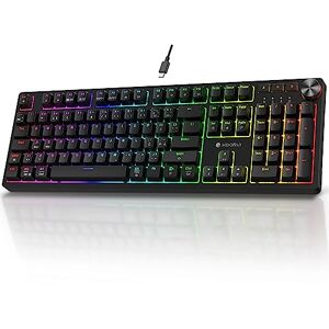 KOORUI Gaming Tastatur, Mechanisch Tastatur Deutsches Layout QWERTZ 104 Tasten 26 RGB Hinterleuchtet Kabelgebunden Gaming Keyboard für Windows MacOS Linux-Brauner Schalter