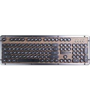 AZIO klassische Retro-Tastatur Elwood, mechanische Schreibmaschinentastatur, Steampunk-Tastatur mit Bluetooth, kabellos, beleuchtete Tasten, Vintage-Look, QWERTZ