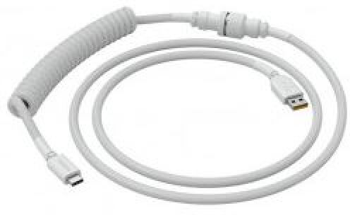 Glorious PC Gaming Race Coiled Cable Ghost White - USB-C auf USB-A Spiralkabel - Weiss - 1.37m