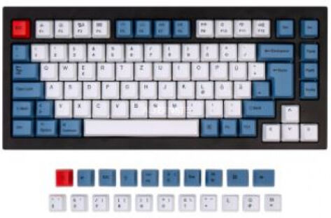 Divers Keychron ISO OEM Dye-Sub PBT Keycap-Set / Weiss/Blau - GER-Layout