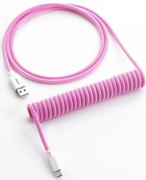 CableMod Classic Coiled Keyboard Cable USB-C zu USB Typ A, Strawberry Cream - 150cm