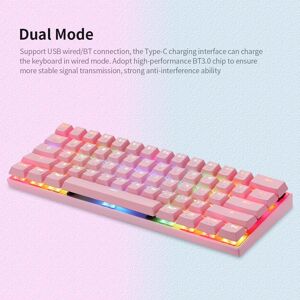 Tomtop Jms Motospeed Ck62 61 Tasten Rgb Mechanische Tastatur Usb Verkabelt Bt Dual Mode Gaming Tastatur Rosa Mit