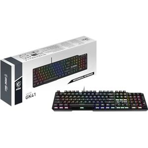 MSI Vigor GK41 Mechanische Gaming-Tastatur QWERTZ, Kailh Red Switches (Linear), Ergonomische Tasten, rutschfeste Basis, 6 festgelegte Farb-LEDs in 10 Beleuchtungszonen, Mystic Light, USB 2.0