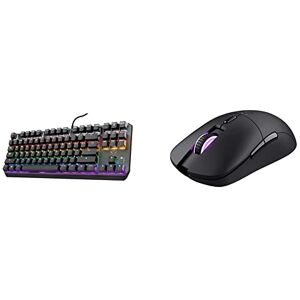 Trust GXT 834 Callaz TKL Mechanische Tastatur, Deutsches QWERTZ Layout, Schwarz & GXT 980 Redex Wiederaufladbare Kabellose Gaming-Maus, 200-10.000 DPI, 6 Programmierbare Tasten – Schwarz