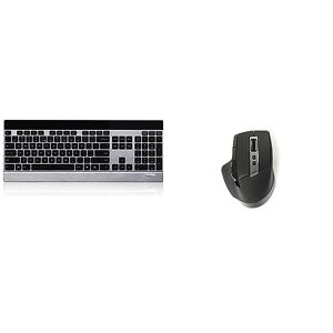 Rapoo E9270P kabellose Tastatur, 5 GHz Wireless via USB, flaches Aluminium Design, Full-Size, Multimedia-Touch Tasten, DE-Layout, schwarz/Silber & MT750S kabellose Maus, schwarz