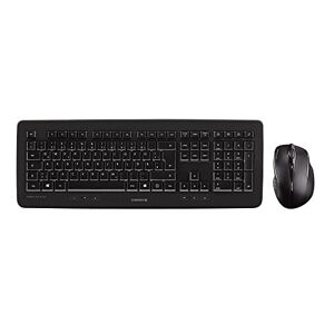 CHERRY DW 5100, kabelloses Tastatur- und Maus-Set, Französisches Layout, AZERTY Tastatur, batteriebetrieben, robuste Profi-Tastatur, ergonomische 6-Tasten-Maus, Schwarz