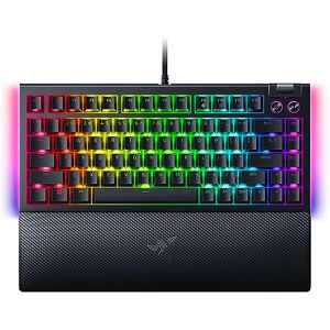 Razer BlackWidow V4 75% Mechanische Gaming-Tastatur mit Hot Swap (Kompaktes 75% Layout, Unterbodenbeleuchtung an 2 Seiten, Multifunktionsregler und Medien-Tasten) ISO US-Layout   Schwarz