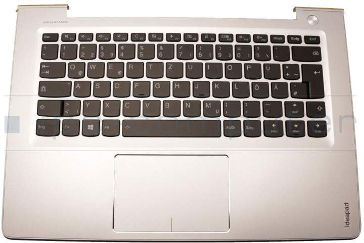 Lenovo 5CB0L45283 Tastatur inkl. Topcase DE (deutsch) schwarz/silber mit Backlight silberner Rand Original