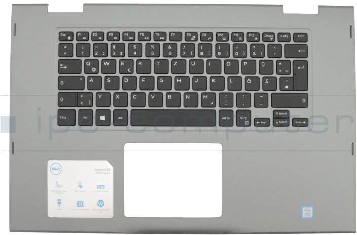 Dell 460.07Y09.0011 Tastatur inkl. Topcase DE (deutsch) schwarz/grau mit Backlight für Fingerprint-Sensor Original