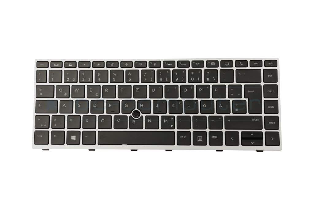 HP 6037B0138504 Tastatur DE (deutsch) schwarz/silber mit Backlight und Mouse-Stick (Privacy) Original