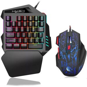 INF Enhånds gaming-tastatur, tastatur, mus, RGB-baggrundsbelyst håndledsstøtte