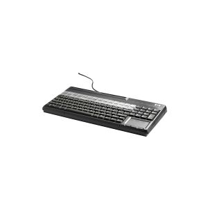 HP POS Keyboard with Magnetic Stripe Reader - Tastatur - USB - QWERTY - carbonite - for Engage Flex Mini Retail System  Engage One  MX12  RP9 G1 Retail System