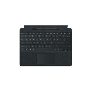 Microsoft Surface Pro Signature Keyboard - Tastatur - med touchpad, accelerometer, Surface Slim Pen 2 opbevaring og opladningsbakke - belgisk - sort - kommerciel - med Slim Pen 2 - for Surface Pro 8, Pro X