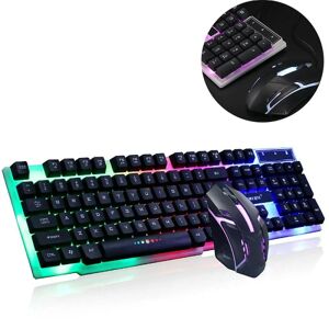 unbranded Gaming tastatur og mus sæt, led baggrundsbelyst layout, regnbuefarver belyst usb vandtæt tastatur og mus