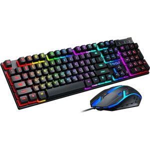 Gaming tastatur og mus, LED Rainbow Baggrundslys Farve Lysstyrke