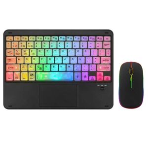 LEIGELE Gennemsigtigt farverigt lysende Bluetooth-tastatur 10-tommers baggrundsbelyst Bluetooth-tastatur Velegnet til Ta