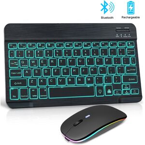 iMice Mini clavier et souris Bluetooth  sans fil  retro-eclaire  pour tablette  Rechargeable  espagnol