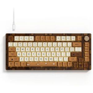 womier Clavier de jeu G75 75% Coffee Cat avec bouton de commande  clavier mécanique d'échange à chaud