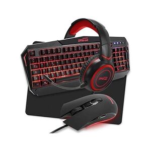 Amstrad Pack Pro Gamer Redemption 5 pièces: Clavier, Souris & Tapis, Casque & Adaptateur. Retro-éclairage Rouge. AZERTY & USB - Publicité