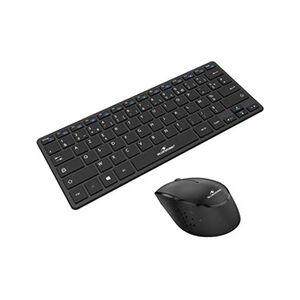 Bluestork Pack Clavier & Souris sans Fil Compact - Wireless avec Smart Dongle 2.4Ghz - Design Ultra Slim - Ergonomique - Compatible sur Windows - AZERTY Noir - Publicité