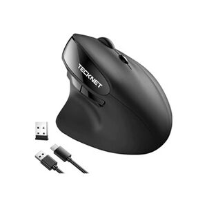 TeckNet Souris Ergonomique sans Fil 2.4GHz Rechargeable 2400/1200/800 DPI Noir - Publicité