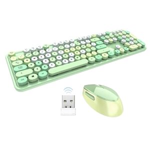 TOMTOP Mofii doux clavier souris combo couleur mixte 2.4G clavier sans fil souris ensemble bouchon de suspension circulaire pour PC ordinateur portable vert - Publicité