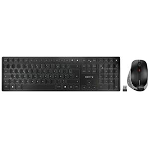 CHERRY DW 9500 Slim, Ensemble Clavier et Souris sans Fil, Disposition française (AZERTY) Connexion Bluetooth ou par Technologie Radio, Rechargeable, Souris Ergonomique pour droitiers, Gris Anthracite - Publicité