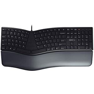 CHERRY KC 4500 ERGO, disposition anglaise, clavier QWERTY, clavier ergonomique, avec repose-poignets rembourré, clavier filaire, noir - Publicité