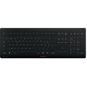 CHERRY Stream Protect Keyboard, Clavier Filaire avec protège-Clavier Amovible en Silicone, Disposition Belge (AZERTY), Design Plat, désinfectable, Noir - Publicité