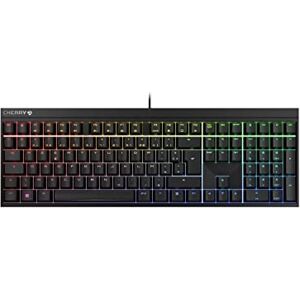 CHERRY MX 2.0S, clavier de jeu mécanique avec éclairage RGB, disposition française (AZERTY), filaire, conçu en Allemagne, commutateurs MX RED d'origine, noir - Publicité