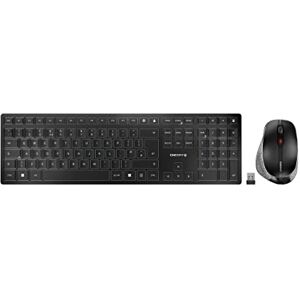 CHERRY DW 9500 Slim, Ensemble Clavier et Souris sans Fil, Disposition UK (QWERTY), Connexion Bluetooth ou par Technologie Radio, Rechargeable, Souris Ergonomique pour droitiers, Gris Anthracite - Publicité