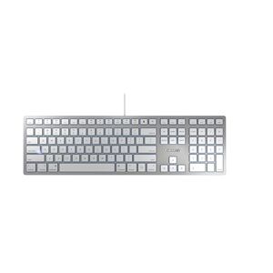 CHERRY KC 6000 SLIM FOR MAC clavier pour mac filaire (connexion USB-A), layout US- (QWERTY), touches silencieuses, conception compacte et plate, blanc-argent - Publicité