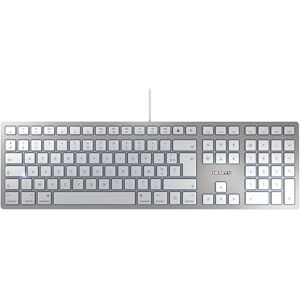 CHERRY KC 6000 SLIM FOR MAC clavier pour mac filaire (connexion USB-A), layout français (AZERTY), touches silencieuses, conception compacte et plate, blanc-argent - Publicité