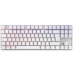 CHERRY MX 8.2 TKL Wireless, clavier mécanique de jeu sans pavé numérique, disposition allemande (QWERTZ), rétroéclairage RGB, avec mallette métallique pour le transport, commutateurs MX BROWN, blanc - Publicité