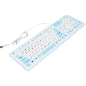 dsheng Clavier Pliable en Silicone, Clavier Pliable 106 Touches, étanche à l'eau et à la Poussière, Structure Simple Filaire USB pour Le Jeu (Bleu) - Publicité