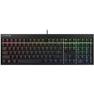 CHERRY MX 2.0S, clavier de jeu mécanique avec éclairage RGB, disposition allemande (QWERTZ), filaire, conçu en Allemagne, commutateurs MX BROWN d'origine, noir - Publicité