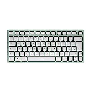 CHERRY KW 7100 Mini BT, Clavier Compact Multi-appareils avec Trois canaux Bluetooth, Disposition UK (QWERTY), Design Plat, étui de Transport Inclus, Agave Green - Publicité