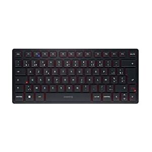 CHERRY KW 9200 Mini, Clavier Compact Multi-appareils Jusqu’à 4 appareils différents, Disposition Belge (AZERTY), Connexion par Bluetooth, Technologie Radio ou Filaire, Noir - Publicité